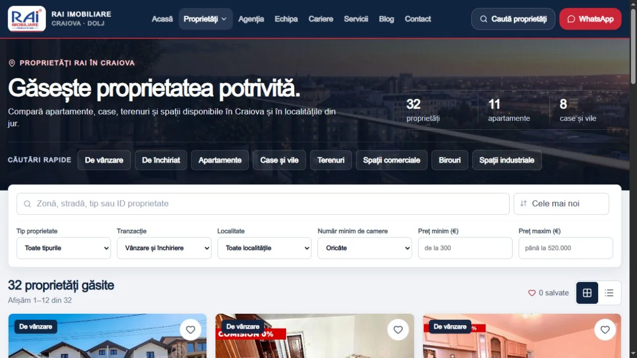 RAI Imobiliare: Lista proprietăților